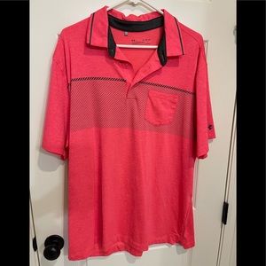 Under Armour Golf Polo Shirt Pink Gray Mens Size XL
